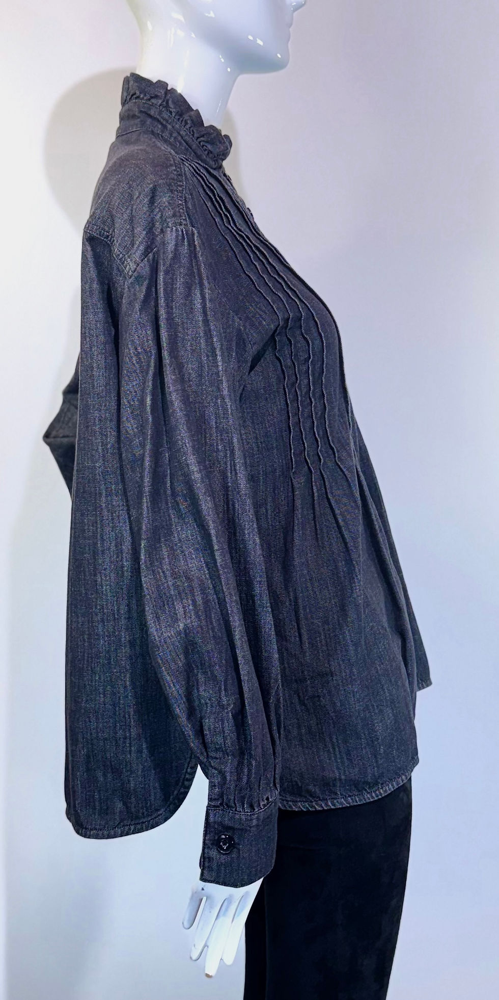 Ash Black Organic Ruffle Shirt  Size :36