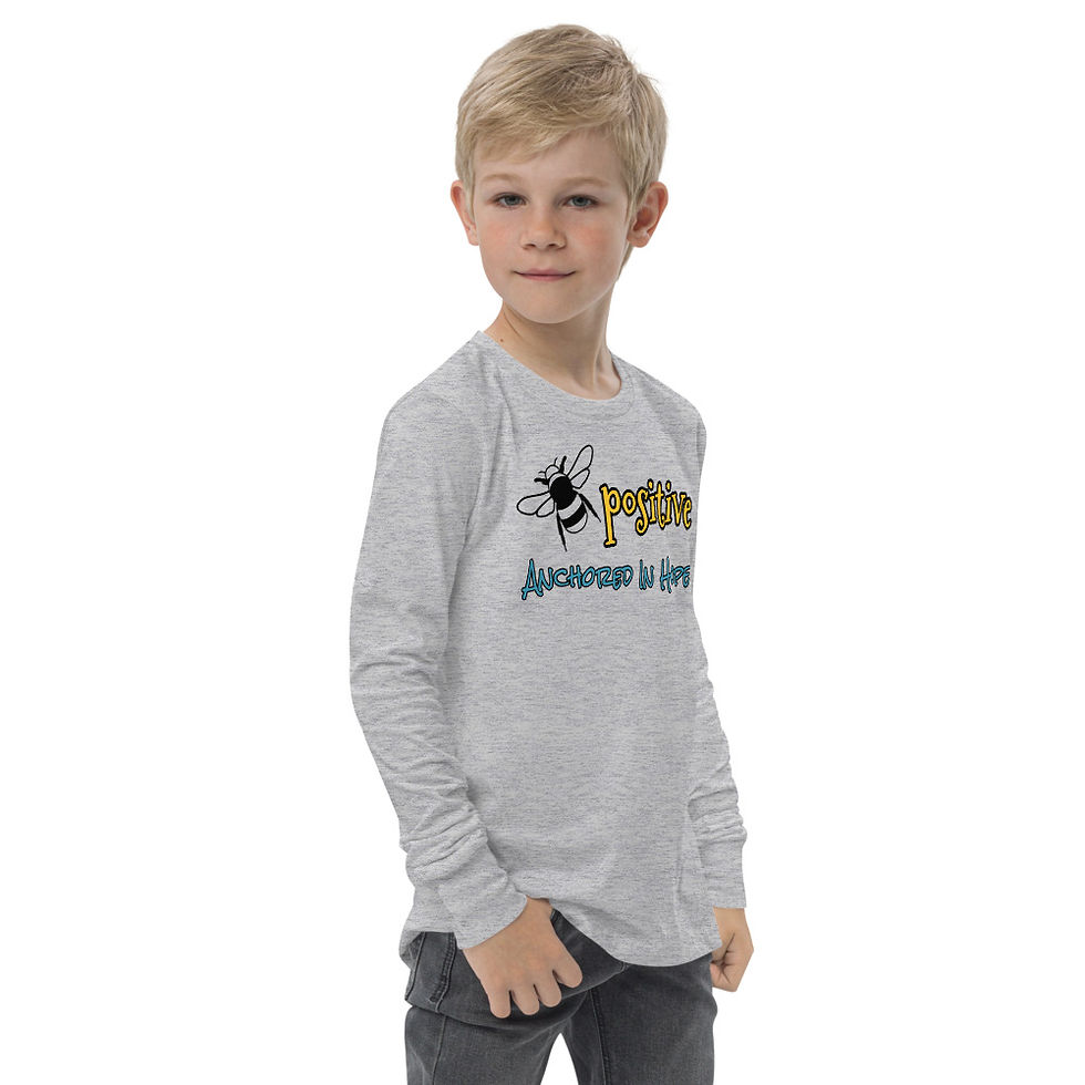 Thumbnail: Anchored In Hope - Bee Positive - Youth long sleeve tee