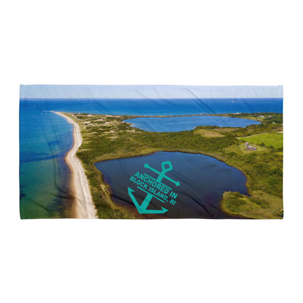 Anchored In Block Island Oversized Beach Towel - Southern End of the Island