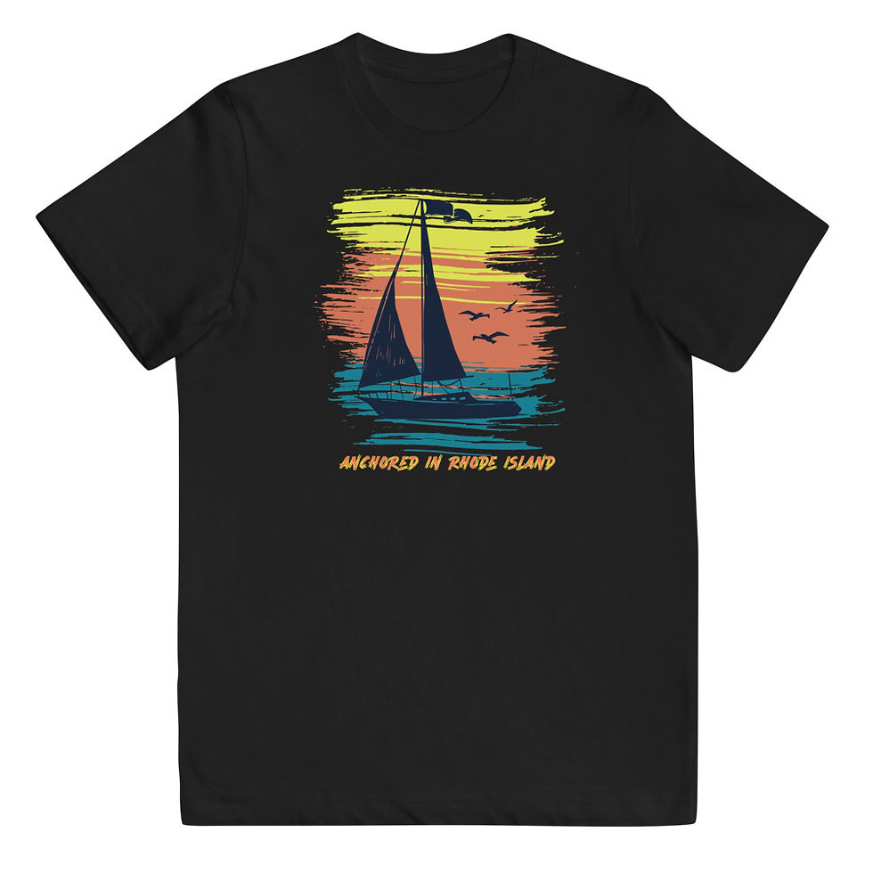 Thumbnail: Anchored In Rhode Island - Sunset Sailboat Edition - Youth T-Shirt