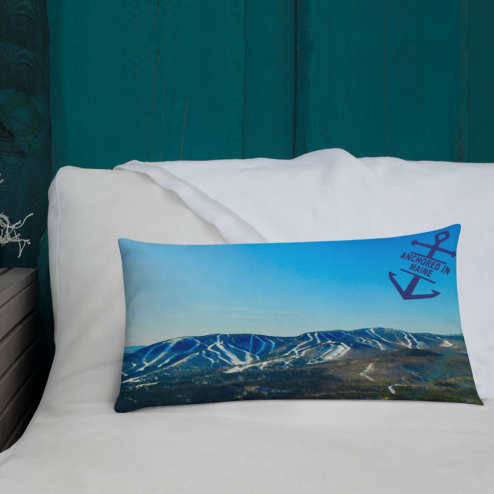 Thumbnail: Anchored In Maine Pillow with Sunday River Drone Photograph 