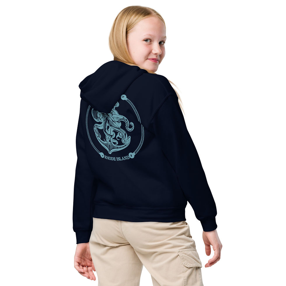 Thumbnail: Anchored In Rhode Island - Octopus Design Youth Hoodie