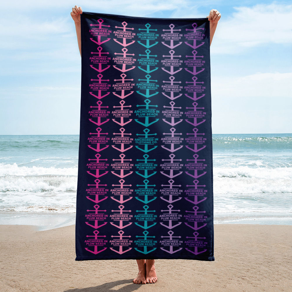 Anchored In Plum Beach Oversize Beach Towel - Unicorn