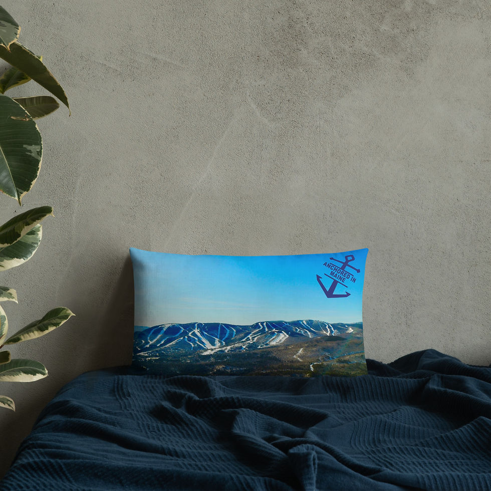 Thumbnail: Anchored In Maine Pillow with Sunday River Drone Photograph 