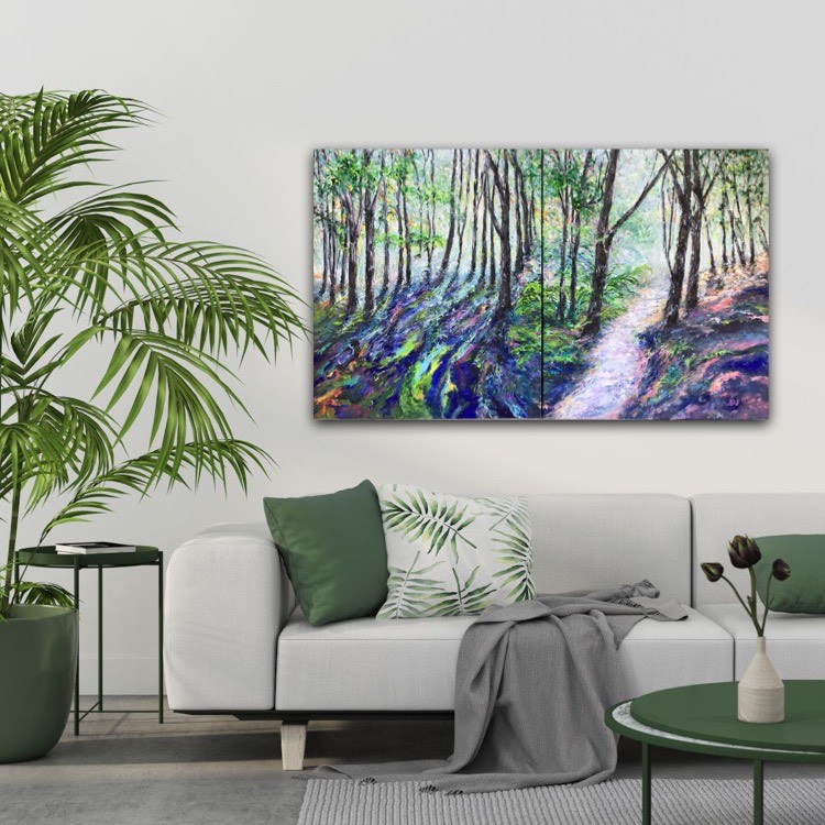 Through The Forest diptych in room
