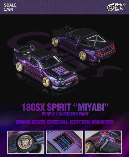 Micro Turbo Nissan 180SX Miyabi Purple Chameleon Paint 1:64