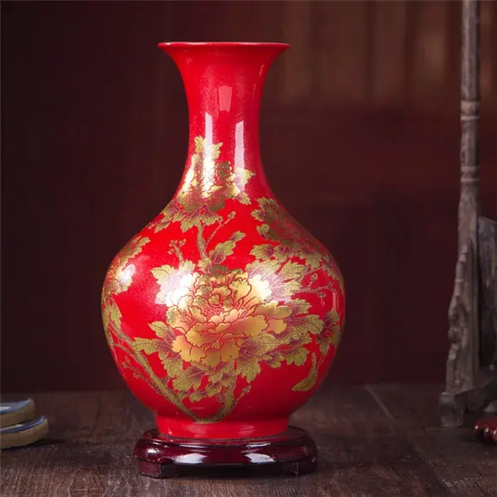 Thumbnail: New Chinese Style Vase Jingdezhen Yellow Crystal Glaze Flower Vase