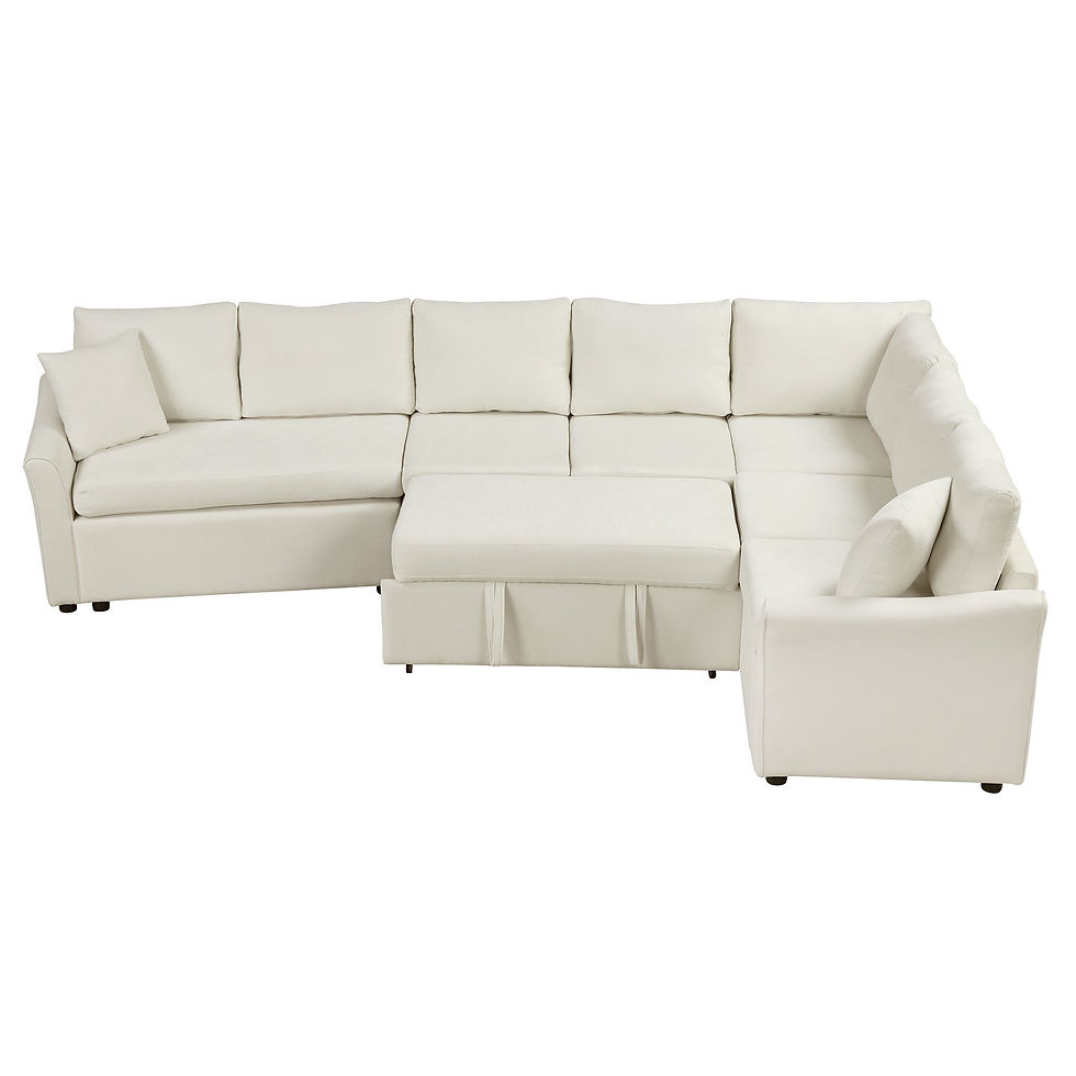 Thumbnail: 124.8"l-Shaped Sofa Convertible Pull Out Sofa Sleeper With Two Back Pillows.