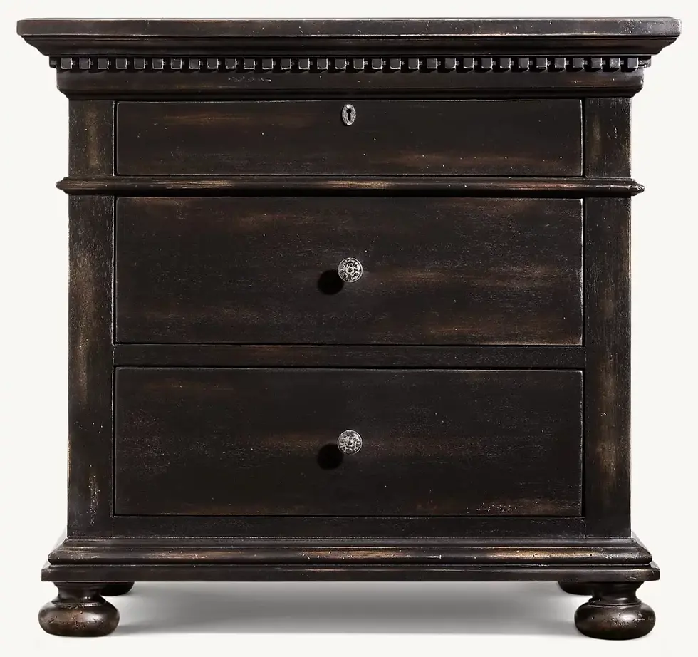 Thumbnail: Omnia Bed3-Drawer Wood Nigh stand W/ Lockable Top Drawer.