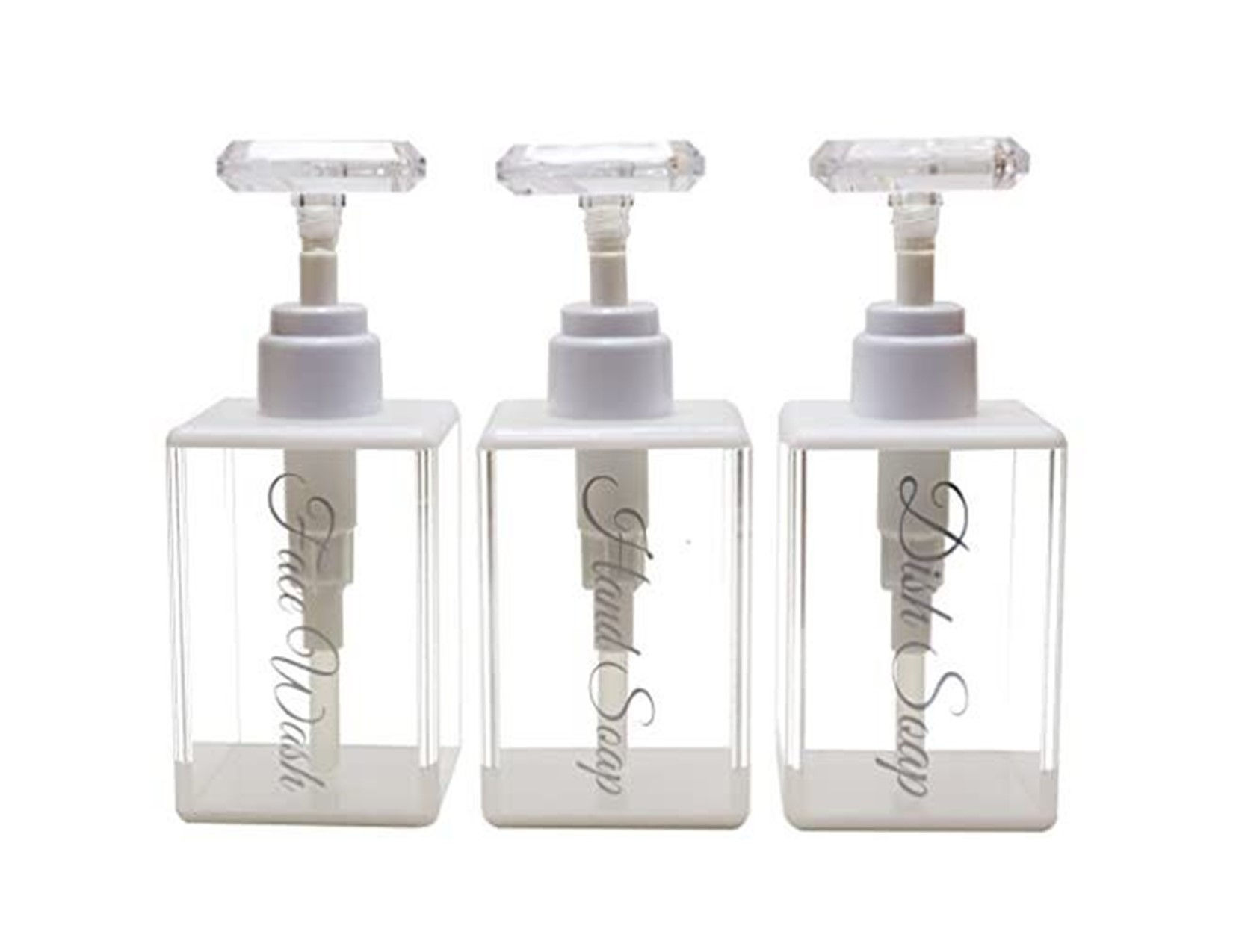 LuxyM Acrylic Soap Dispenser for Bathroom and Kitchen 3 pcs Set