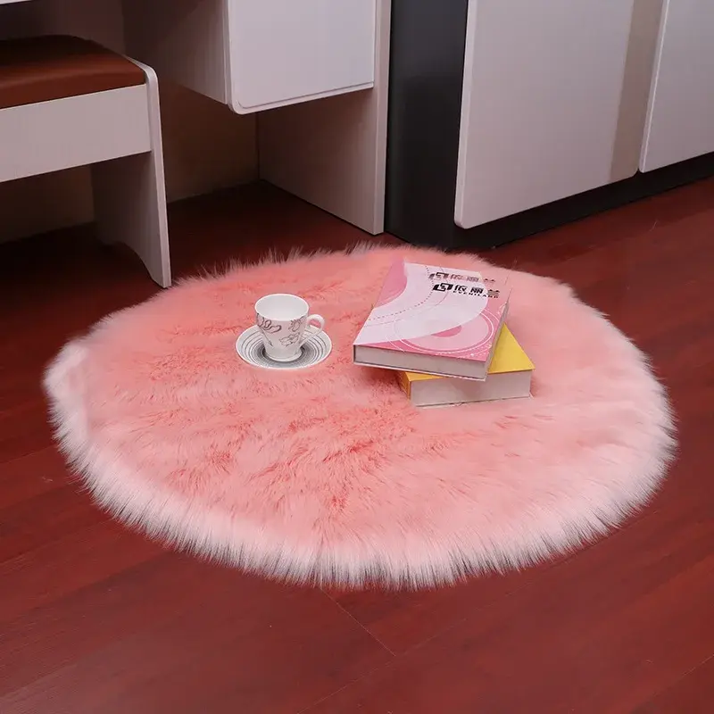 Thumbnail: Plush Round Carpet Sheepskin Living Room Home Decor Shaggy Fur Rugs