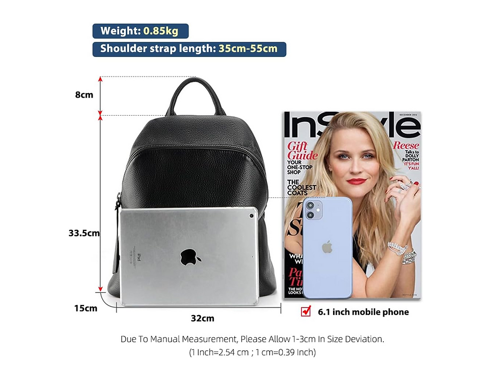 Thumbnail: Zency 100% Genuine Leather Black Red Women Vintage Large Backpack Trendy