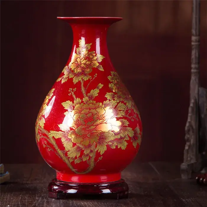 Thumbnail: New Chinese Style Vase Jingdezhen Yellow Crystal Glaze Flower Vase
