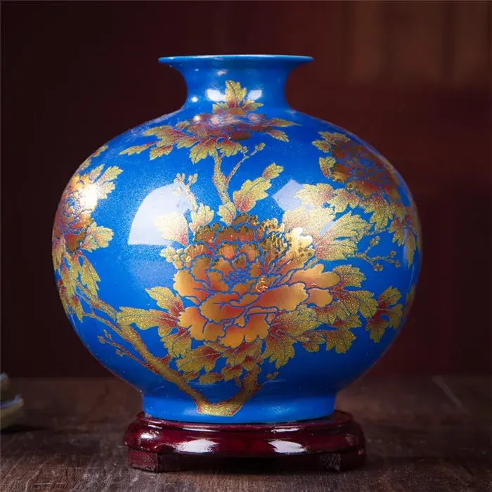 Thumbnail: New Chinese Style Vase Jingdezhen Yellow Crystal Glaze Flower Vase