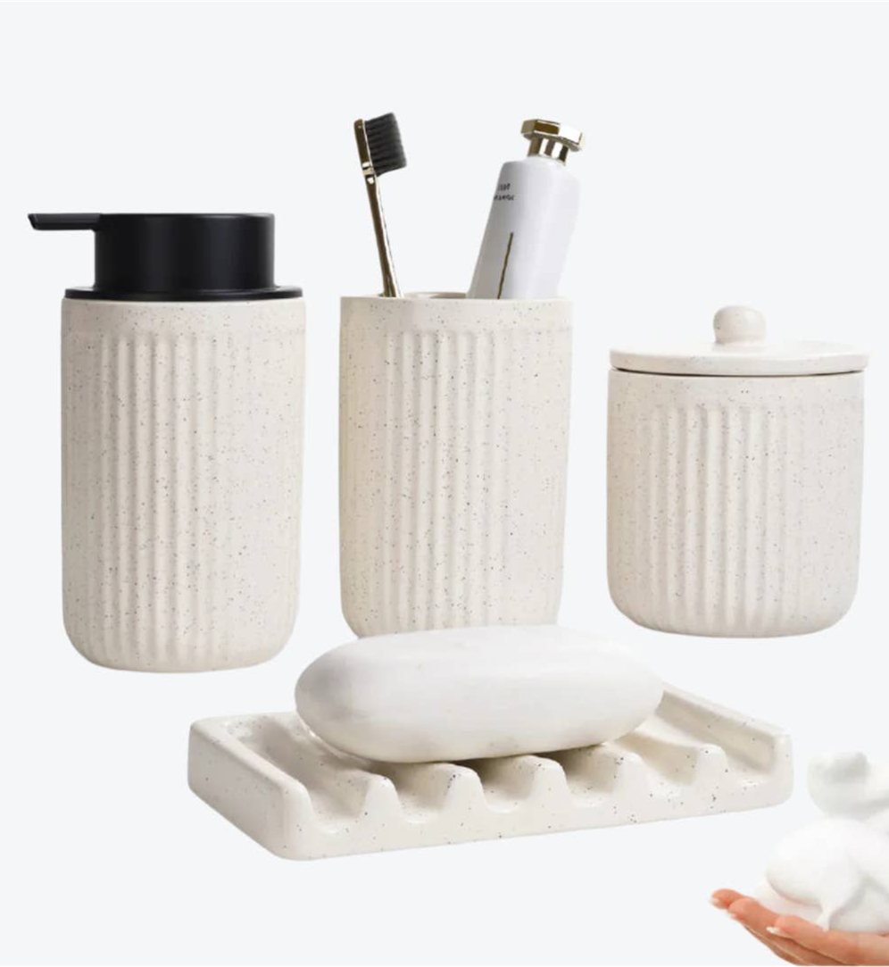 Bosilunlife Pockmark Foaming Bathroom Set Recycled Eco-Clay