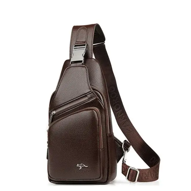 Thumbnail: Blue Kangaroo Men Chest PU Leather Sling Crossbody Bag Business Shoulder Bag