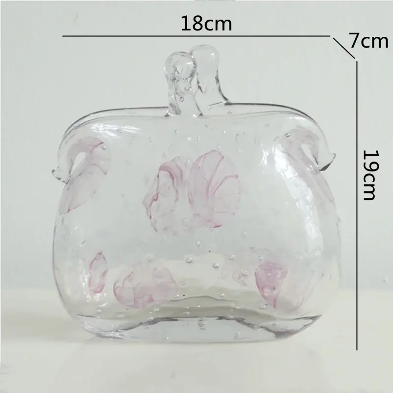 Thumbnail: Glass Vase Transparent Tote Bag Shape Wrinkled Irregular Texture Flower Vase