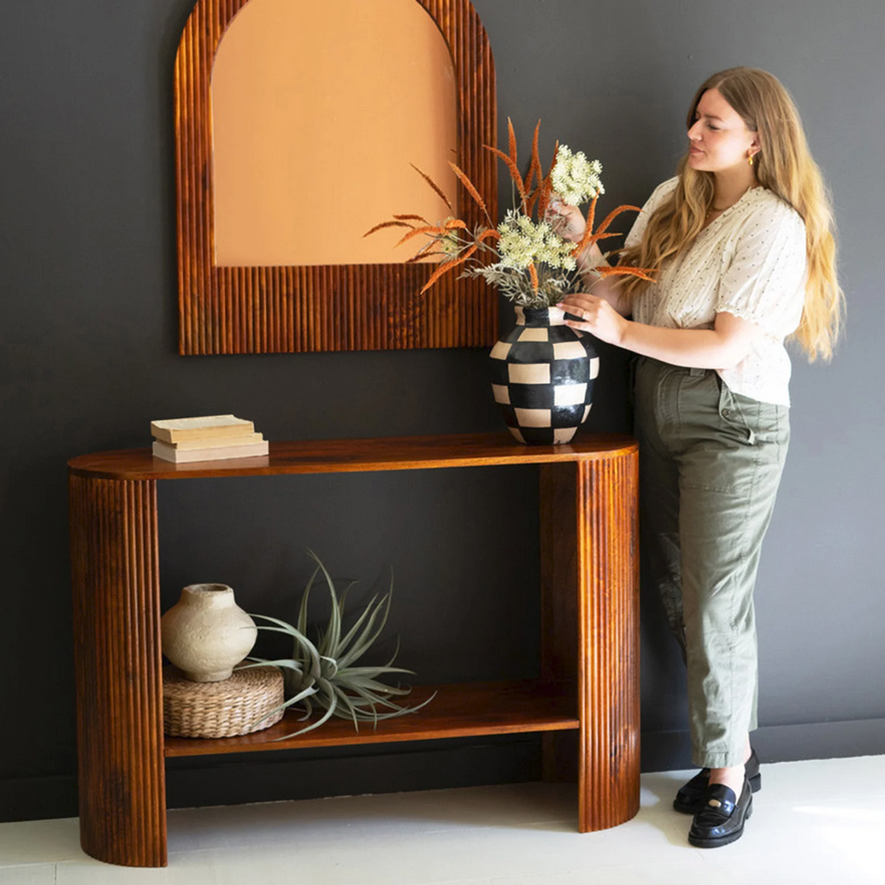 Thumbnail: KALALOU Oval Mango Wood Tambor Console