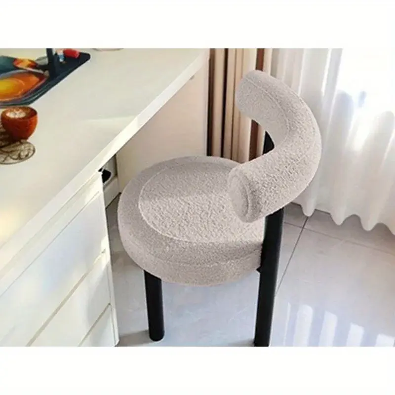 Thumbnail: Simple Vanity Stool With Storage Cream Modern Designer Makeup Chair