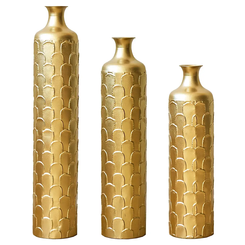 Thumbnail: Gorgeous Home Decoration Set 3 White Glazed Metal Floor Vases