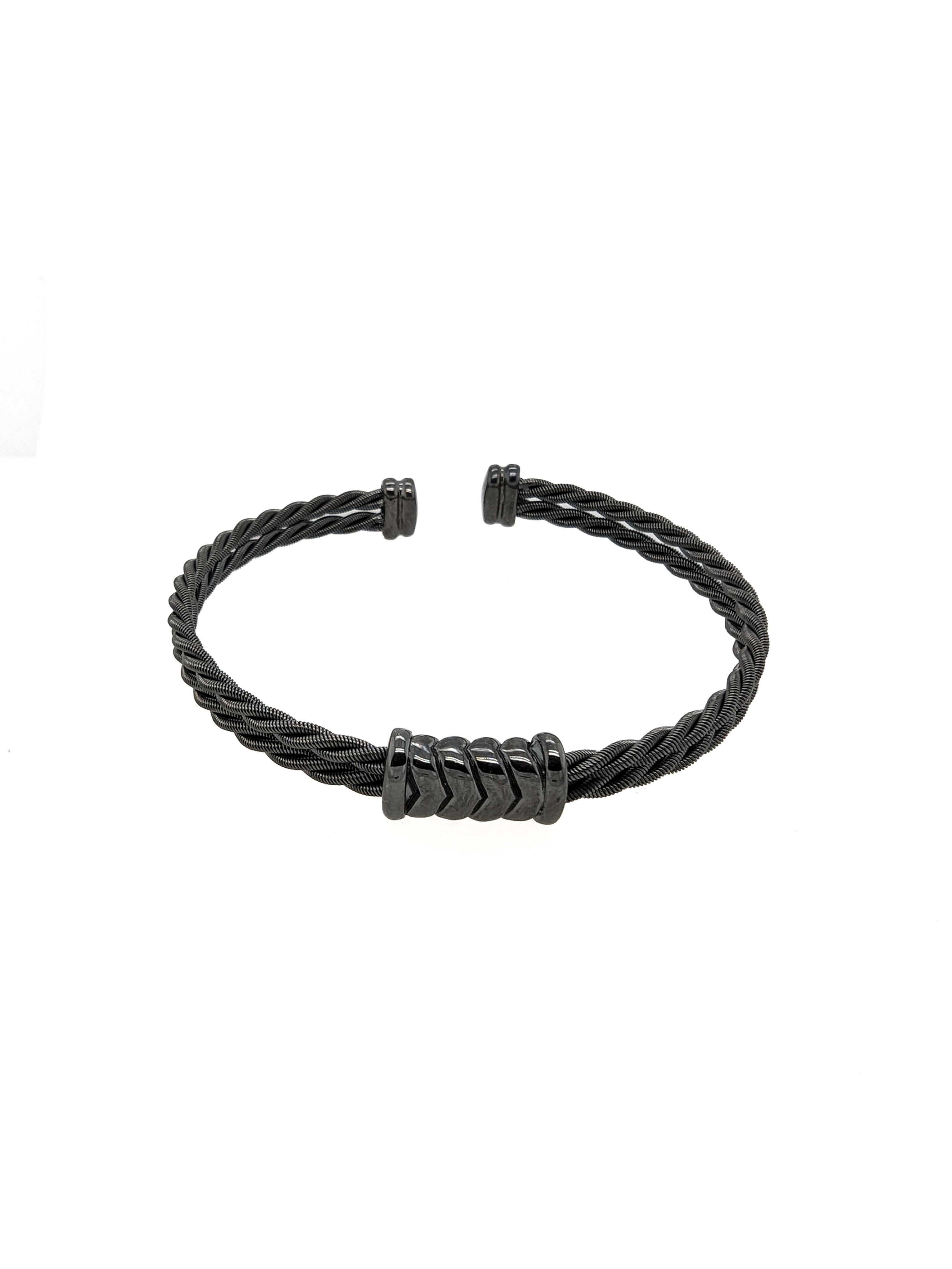 Men's oxidised Silver Bangle in Black