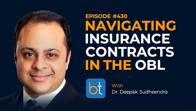 Navigating Insurance Contracts in the OBL Setting with Dr. Deepak Sudheendra on the BackTable VI Podcast)