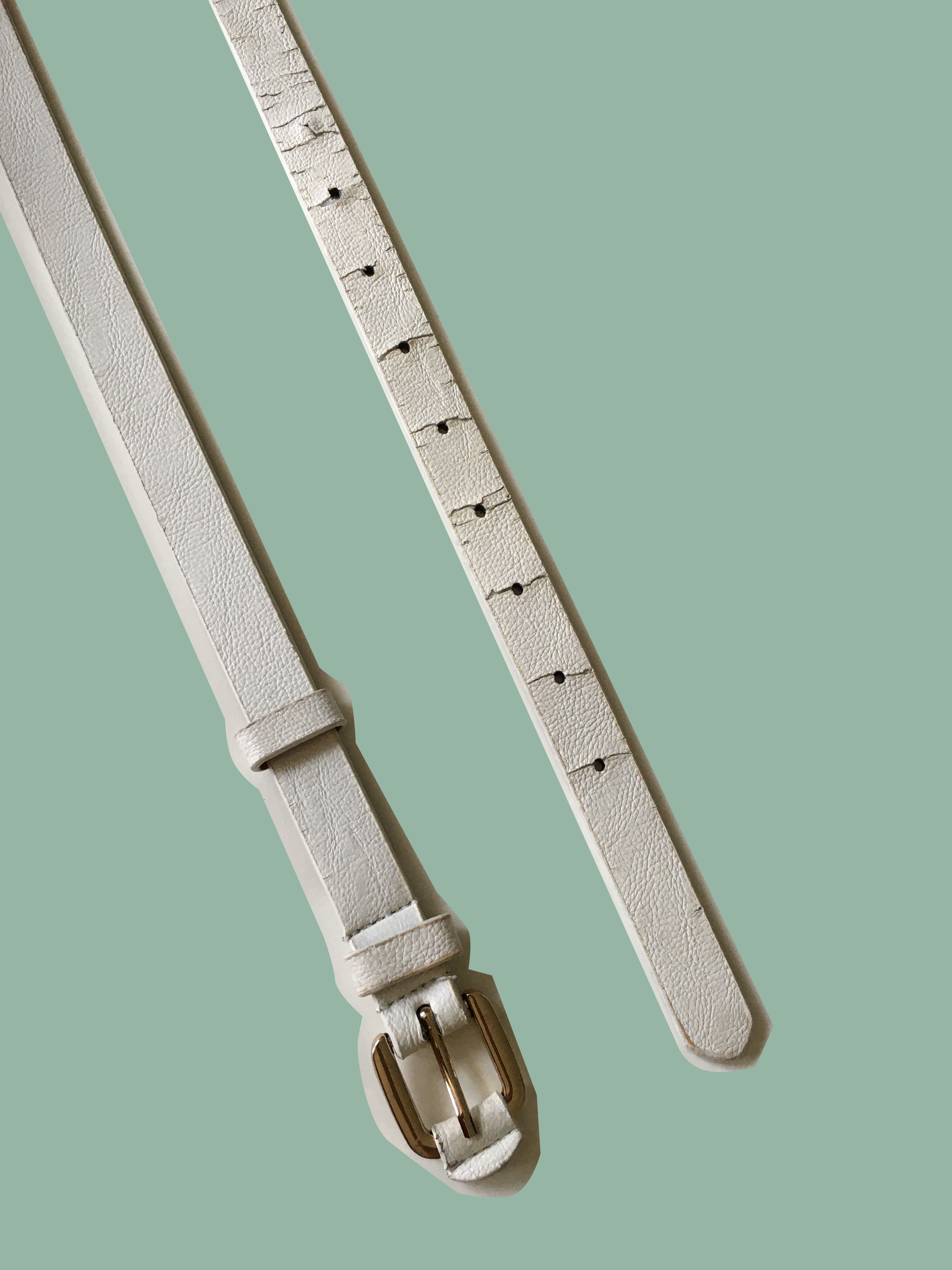 Thin Offwhite Faux Leather Belt