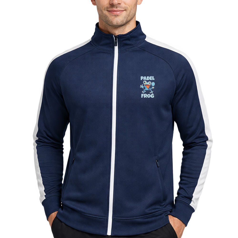 Mens Padel Tracksuit Top - Navy/White