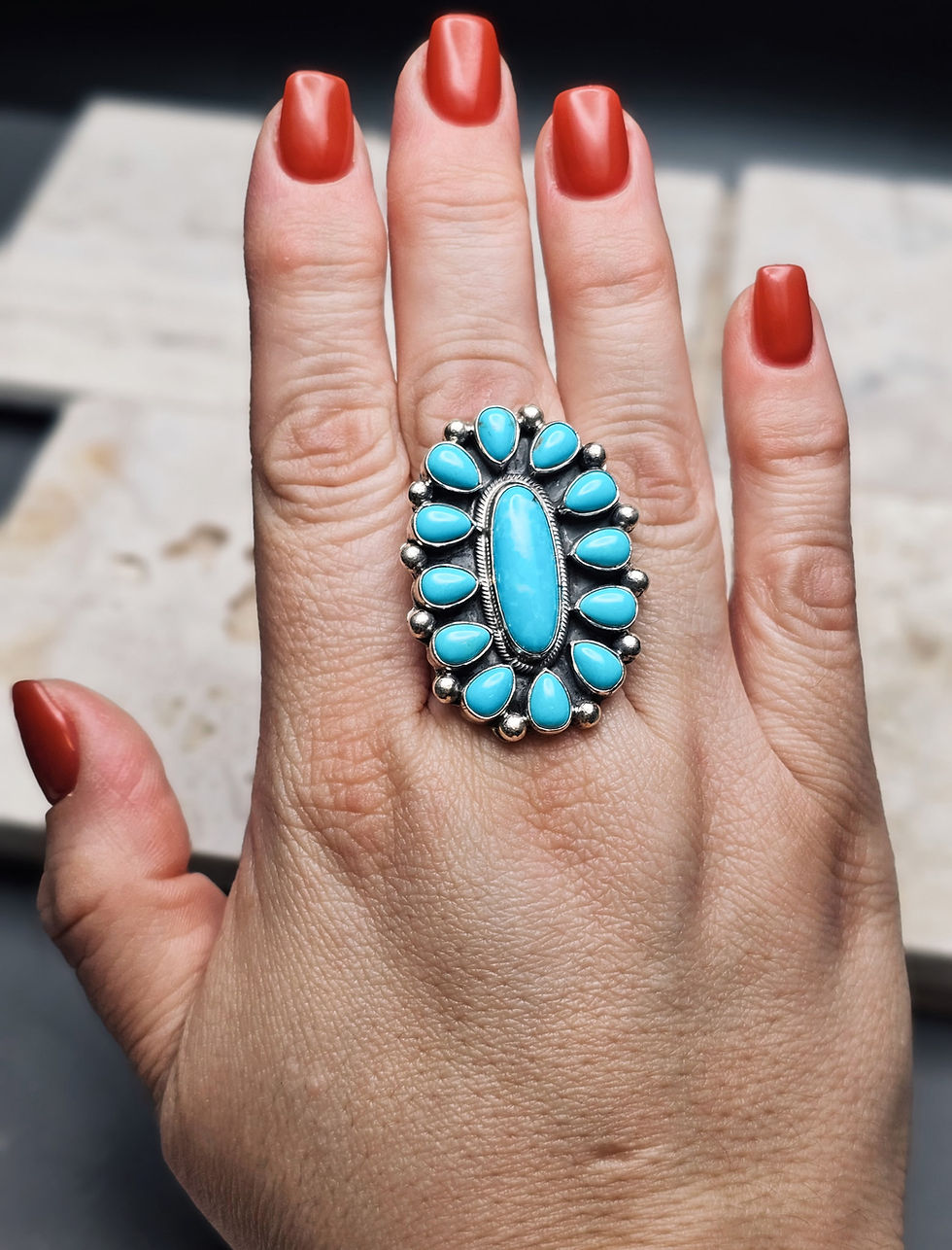Thumbnail: Exceptional AAAAA Kingman Turquoise Ring