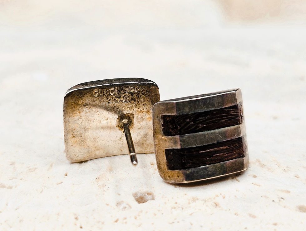 Thumbnail: Vintage Signed GUCCI Sterling Silver and Exotic Wood Necklace & Earrings Set
