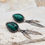 Thumbnail: Signed Nakai Sterling Silver & Malachite Feather Earrings – Vintage Southwestern Elegance