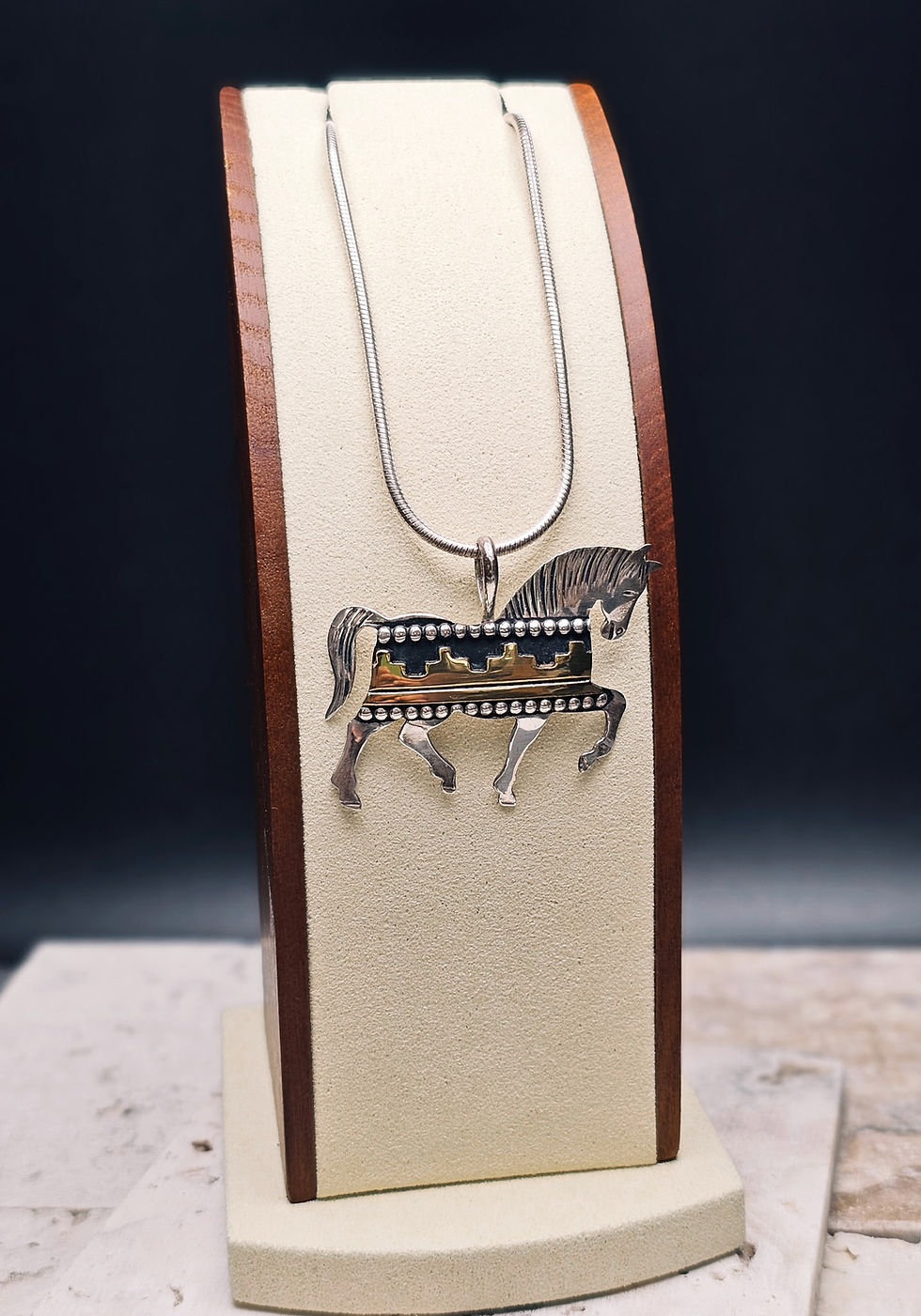 Thumbnail: Navajo T. Singer Silver and 12K Gold Pendant
