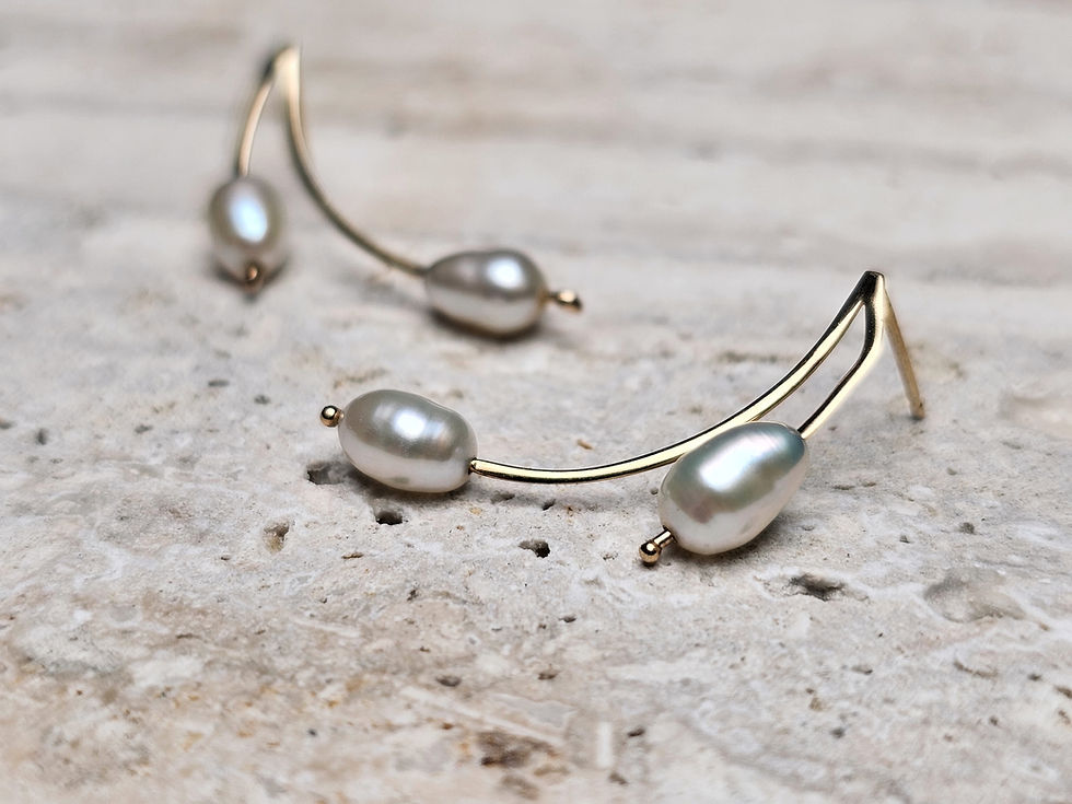 Thumbnail: 14K Yellow Gold Baroque Pearl Earrings