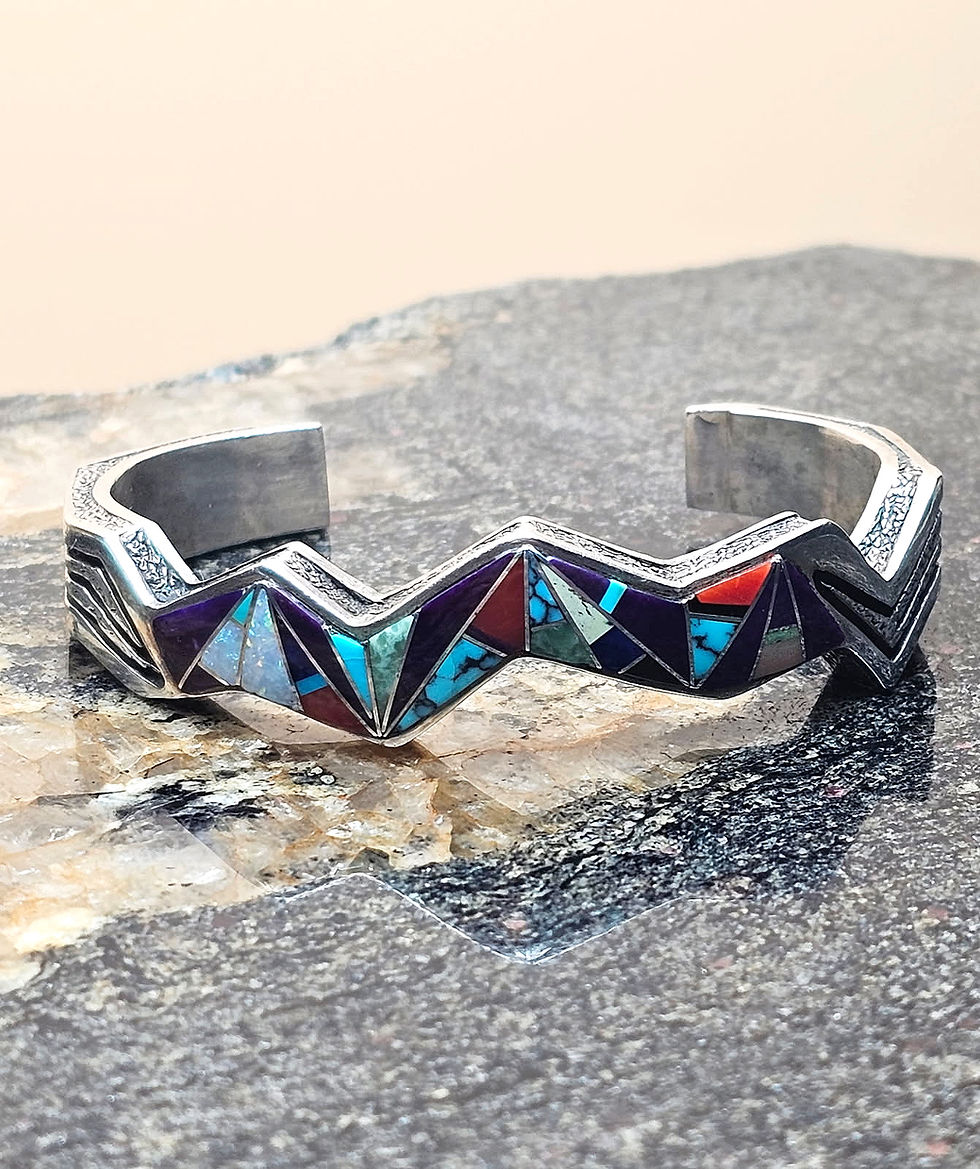 Multi Stone Inlay Native American Vintage Cuff Vintage Jewelry