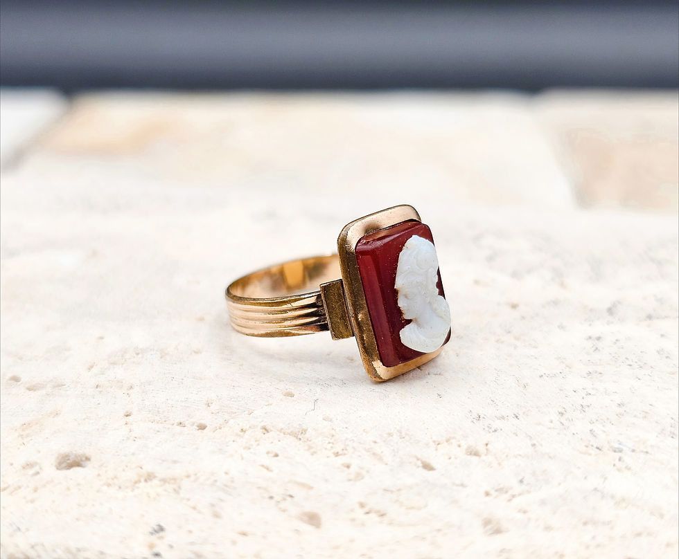 Thumbnail: Stunning Vintage Goddess Cameo Ring - Carnelian 14k GF