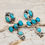 Thumbnail: Della Wyllie Native American Sterling Campitos Turquoise Chandelier Earrings