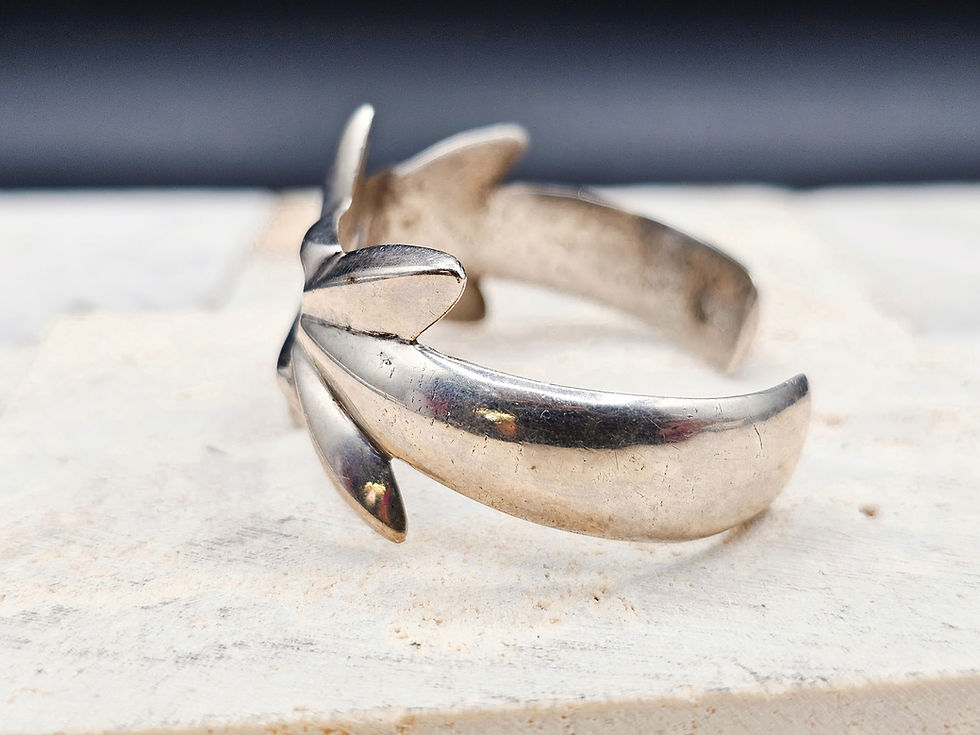 Thumbnail: Vintage Sterling Silver Sand Cast Native American Cuff