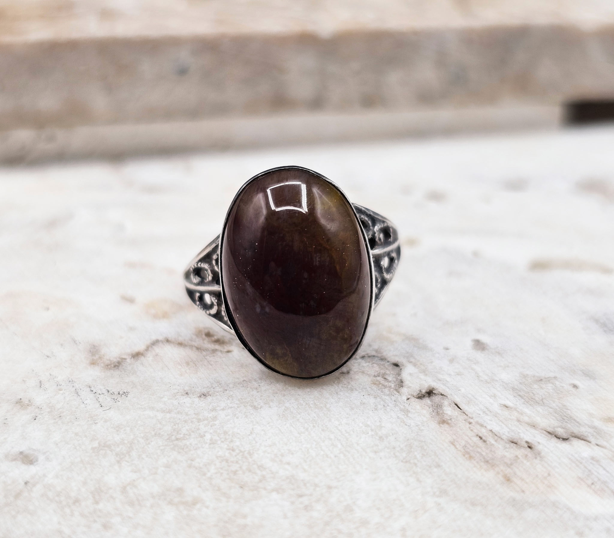 Sterling Silver Labradorite Cabochon Ring-Sz 6.5