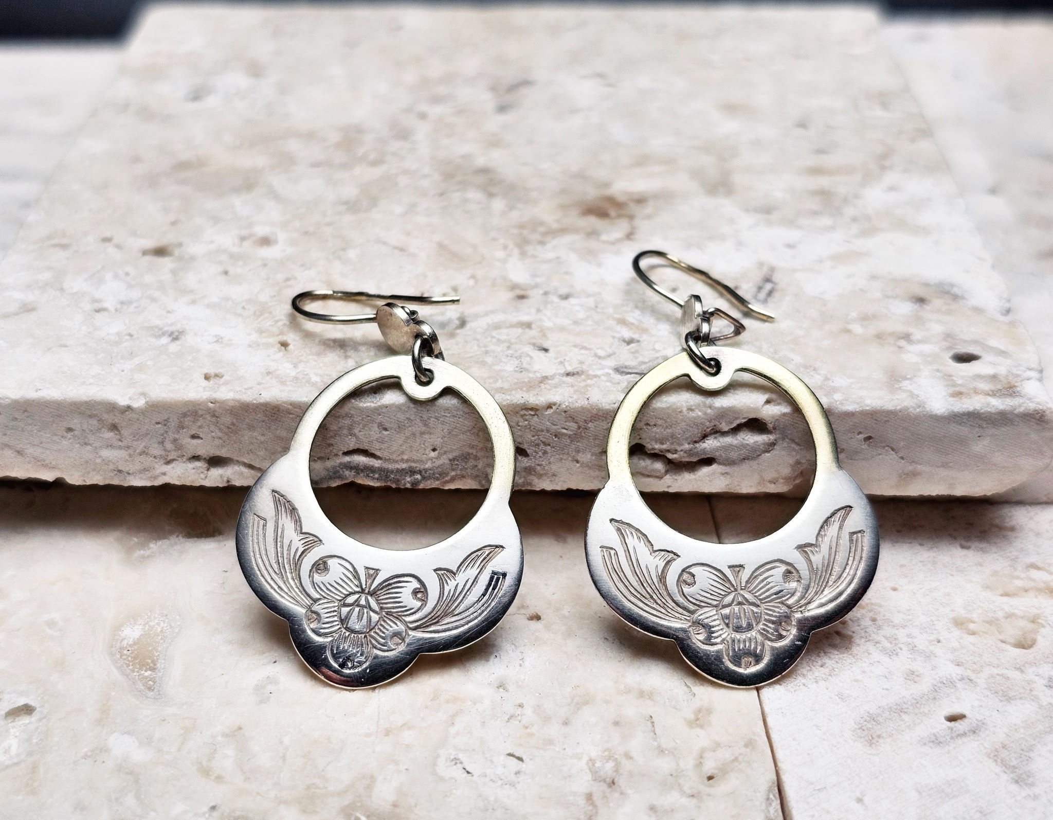 14k Gold over Sterling Silver Art Deco style Earrings