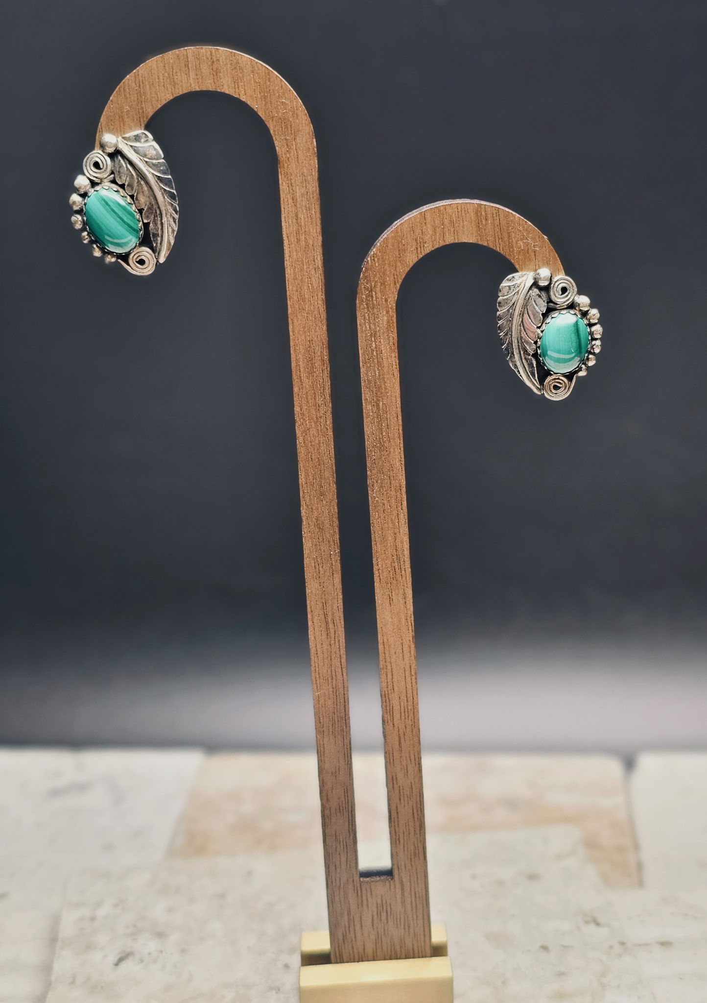 Sterling Silver and Malachite Navajo Earrings