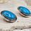 Thumbnail: Sleek Modernist Sterling Silver Turquoise Earrings