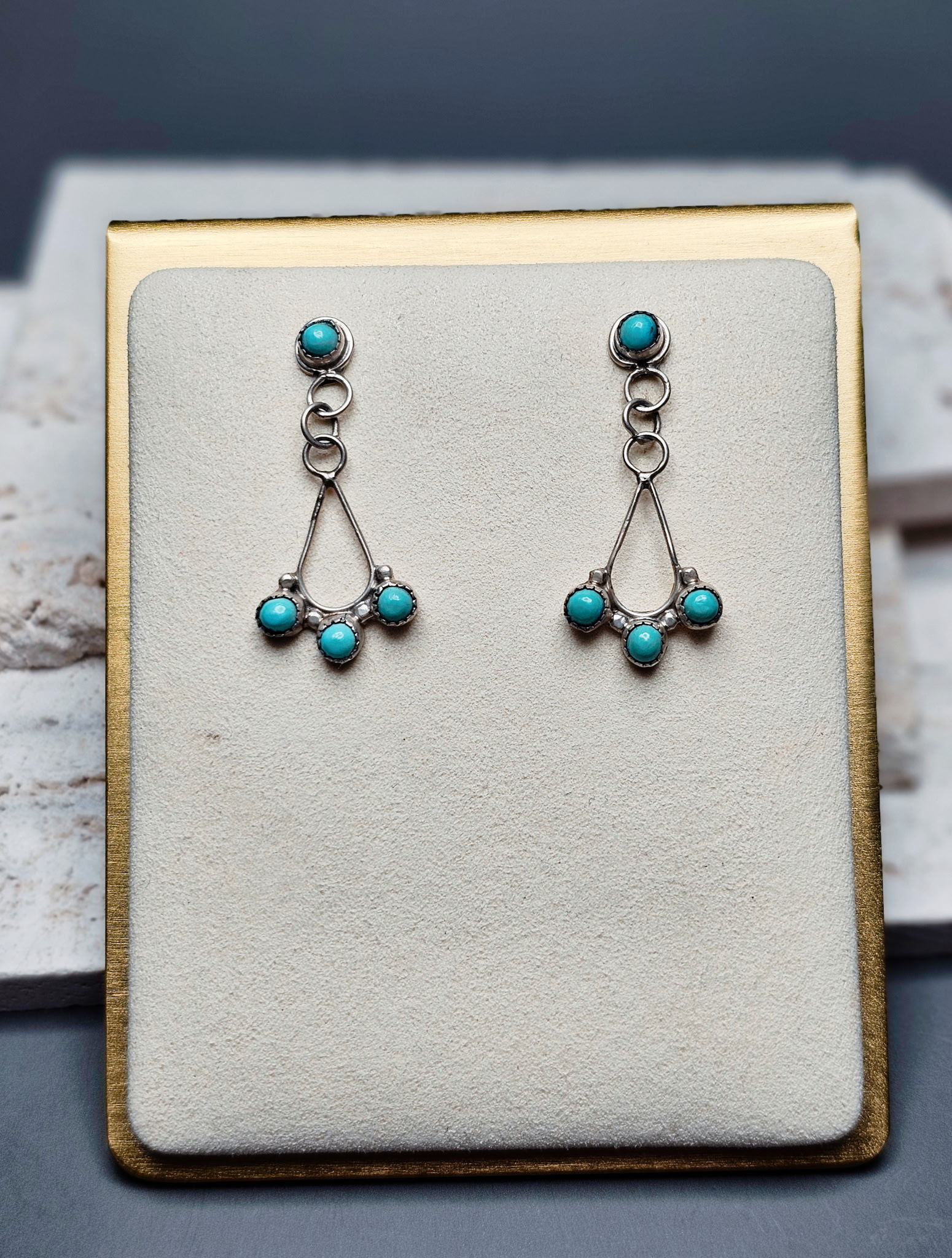 Kingman Turquoise- Sterling Silver Dangle Earrings