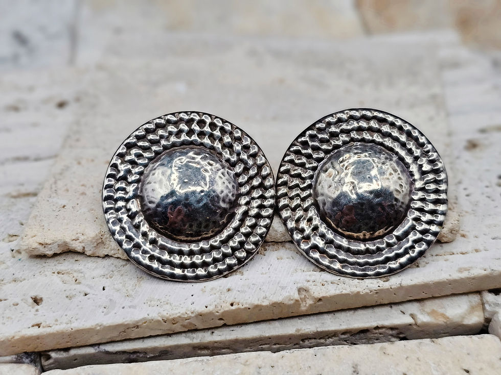 Vintage TAXCO Hammered Disc Earrings