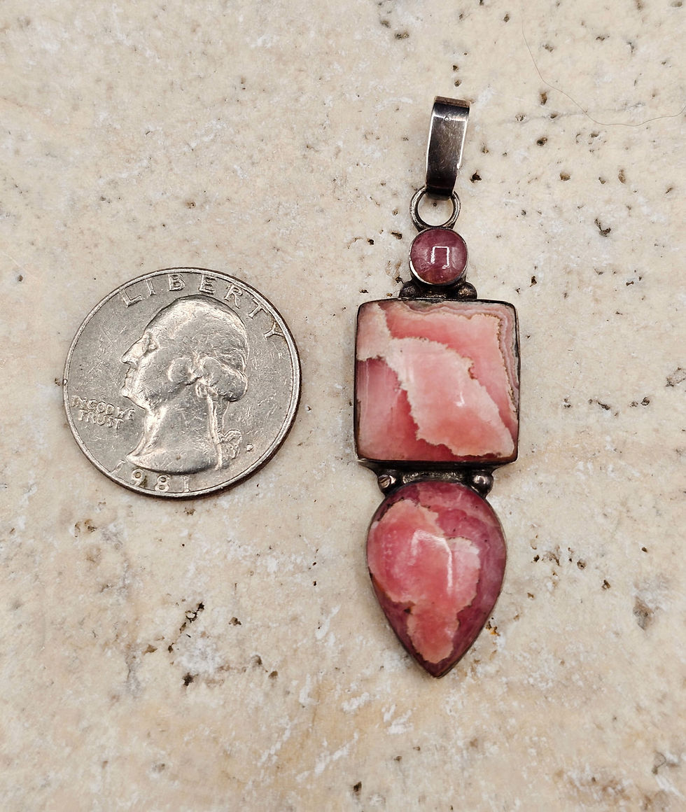 Thumbnail: Vintage Modernist 950 Silver Rhodochrosite Pendant