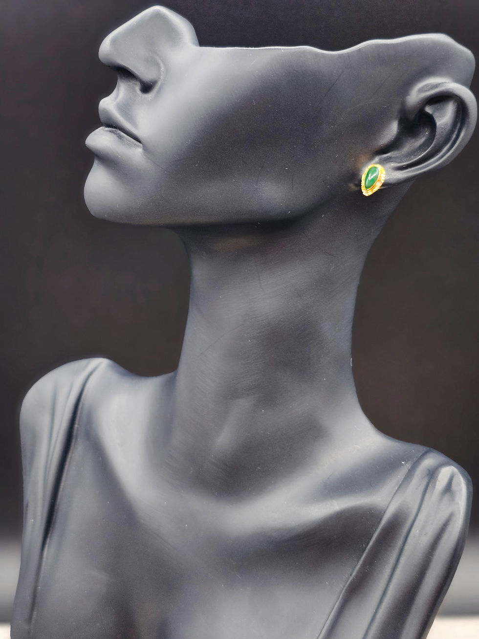 Thumbnail: Stunning Vintage 18K Yellow Gold & Green Jade Pendant, Earrings Set