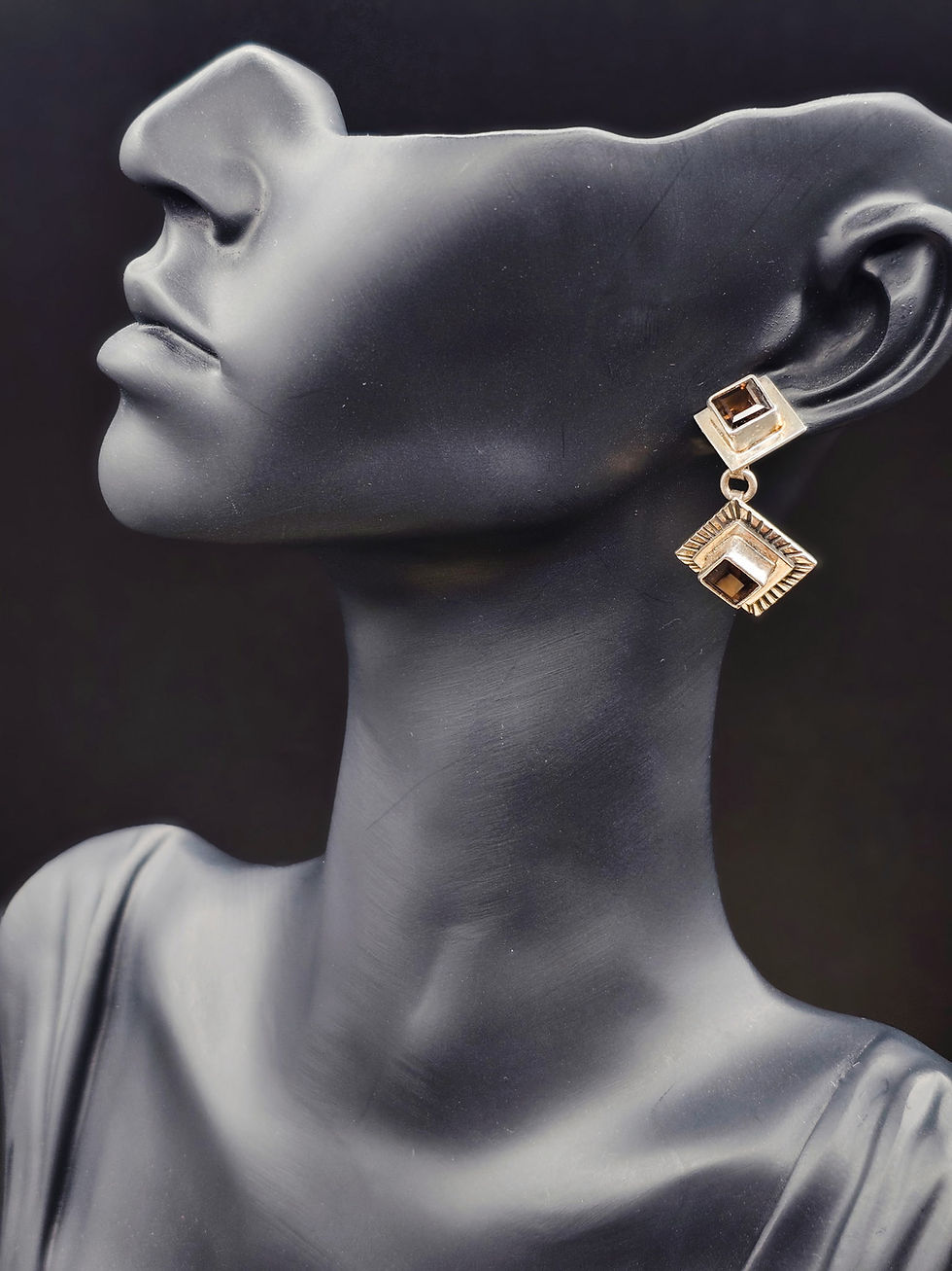Thumbnail: Echo of the Dreamer Sterling Smoky Quartz Dangle Earrings