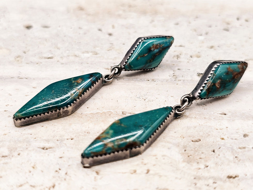 Vintage Navajo Sterling Silver Turquoise Dangle Earrings