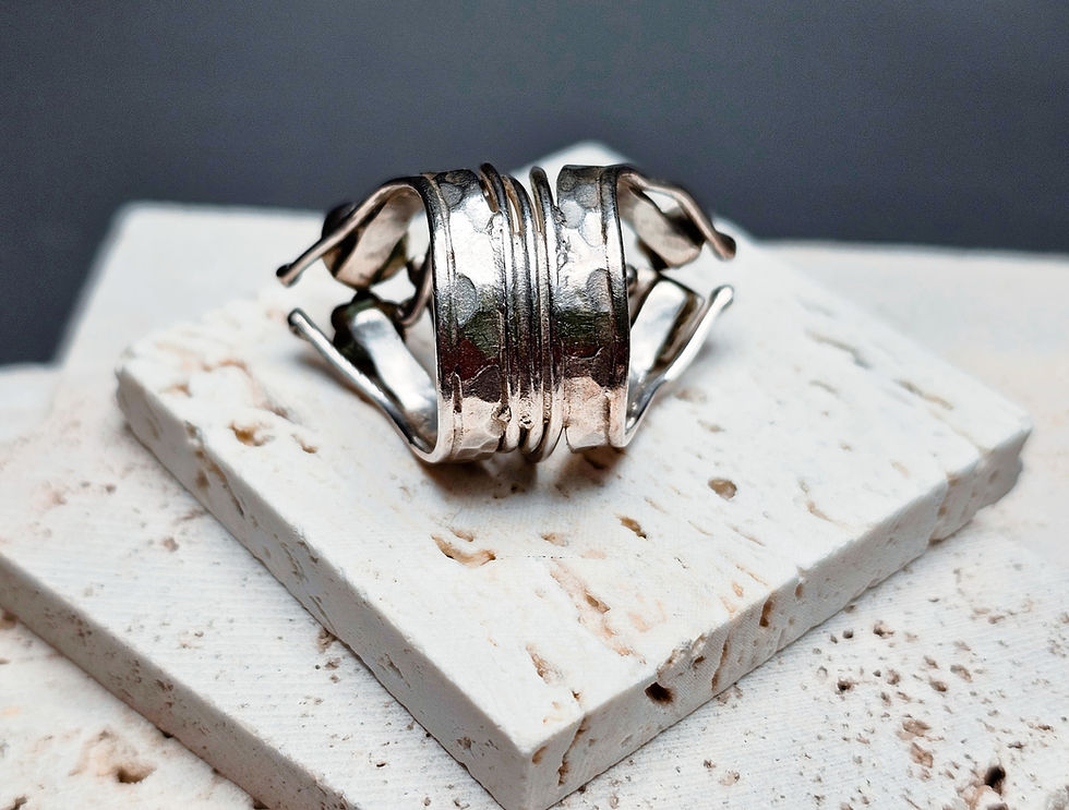 Thumbnail: Abstract Modernist Ring in Sterling Silver