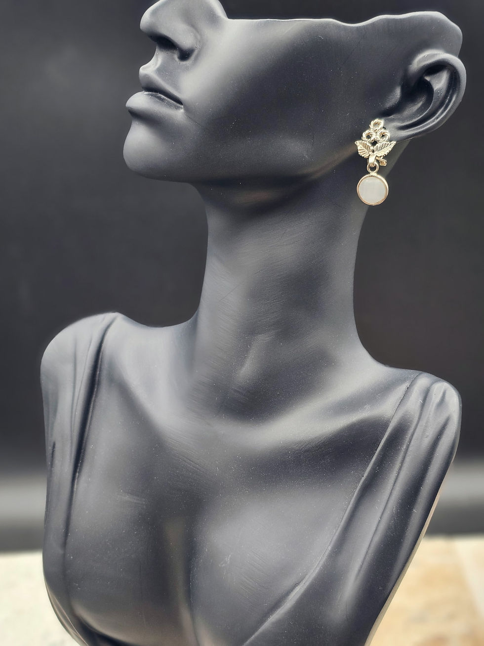 Thumbnail: Luminous Elegance -Ornate Moonstone Dangle Earrings