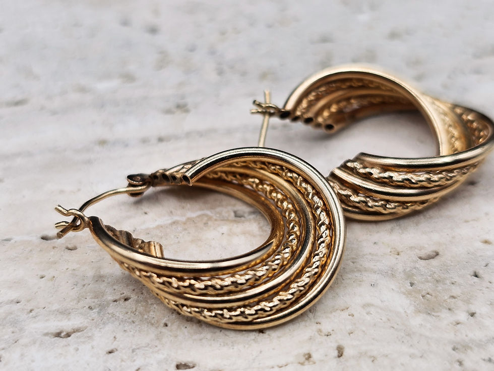 Vintage Braided 14K Yellow Gold Twisted Hoop Earrings